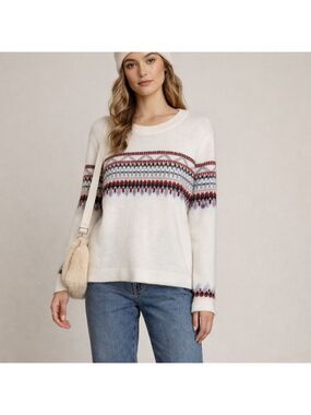 Nordic design soft knit sweater winter white ivory gray blue red black design XL